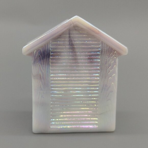 Westmoreland Summit Art Glass Dog House Doghouse Purple White Slag Toothpick - Picture 3 of 7